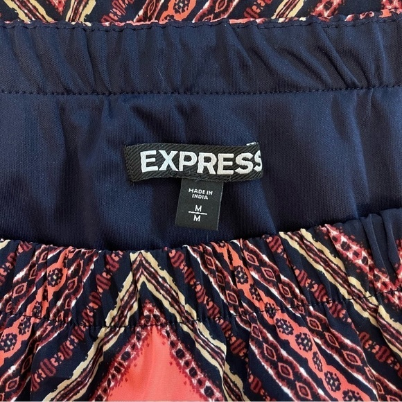 EXPRESS Y2K Tube Top Geometric Chevron Orange Navy Blue Boho Chic‎ Dress Size M - Picture 12 of 16
